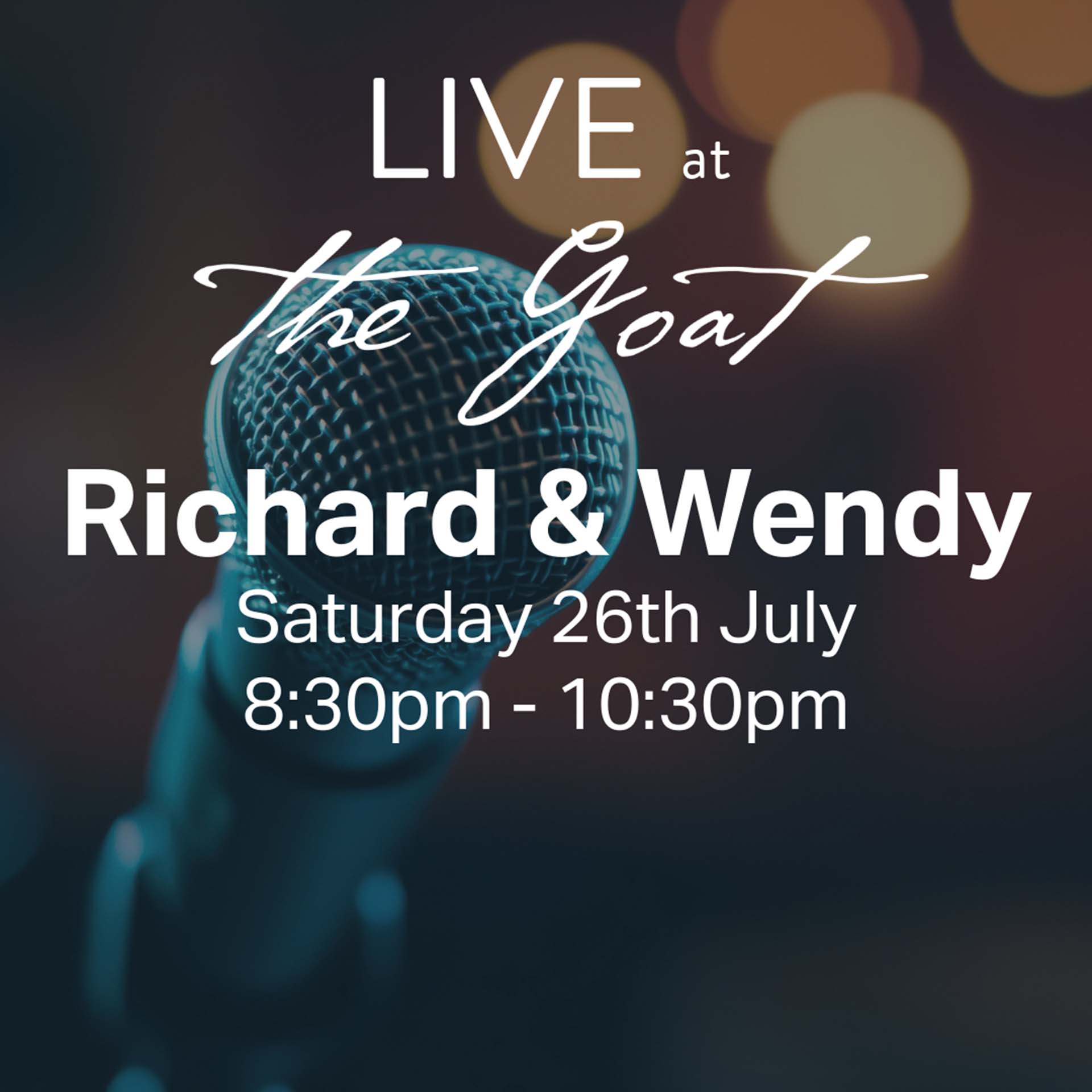 Graphic post for live music from singers Richard and Wendy