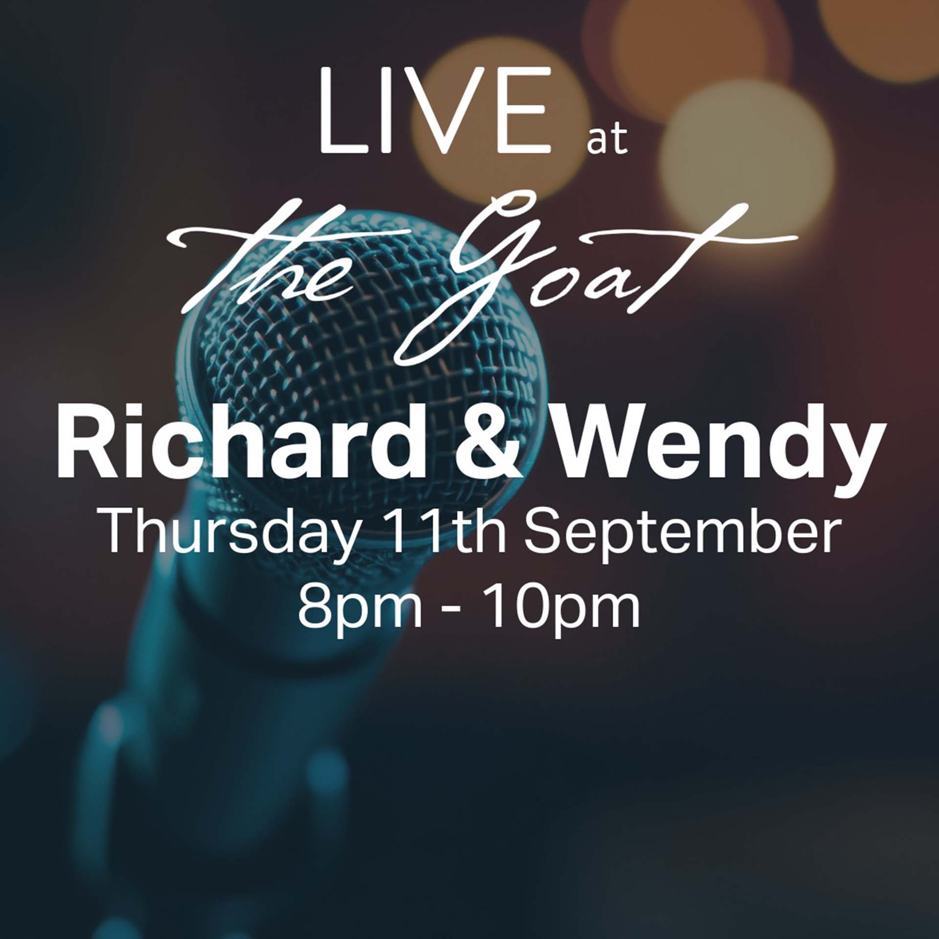 Graphic post for live music from singers Richard and Wendy