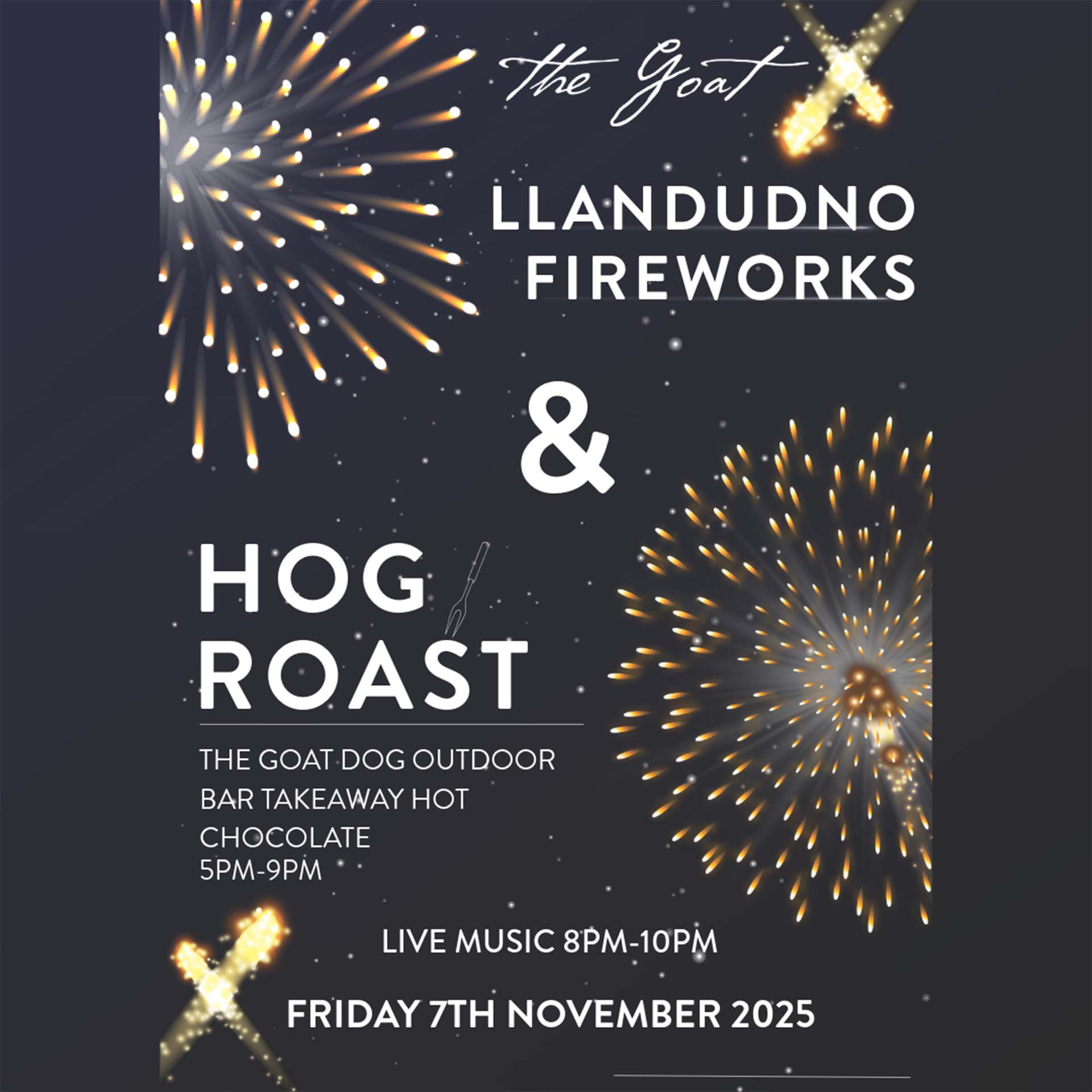 Llandudno Fireworks at The Goat Graphic