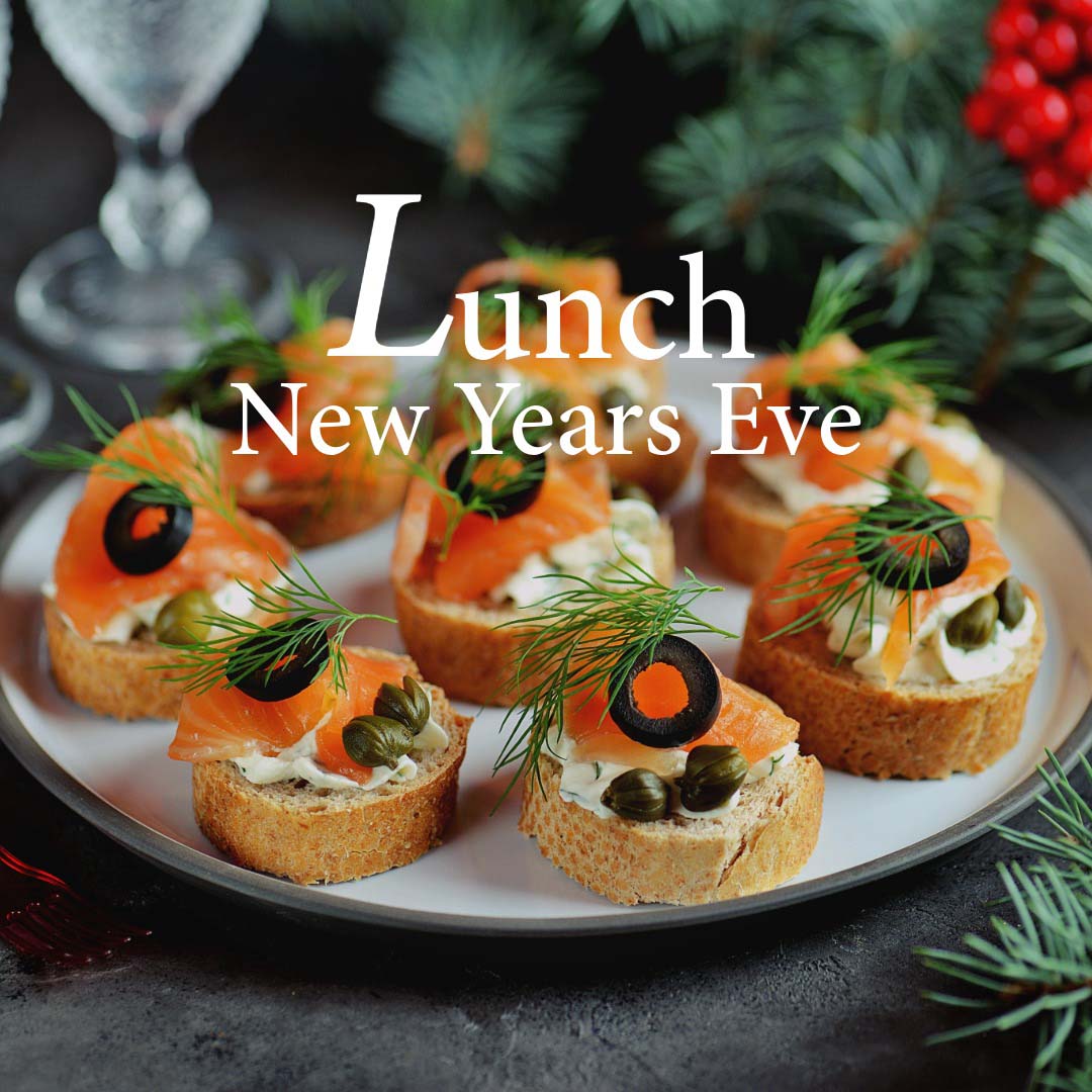 New Year's Eve lunch canapés with smoked salmon and dill