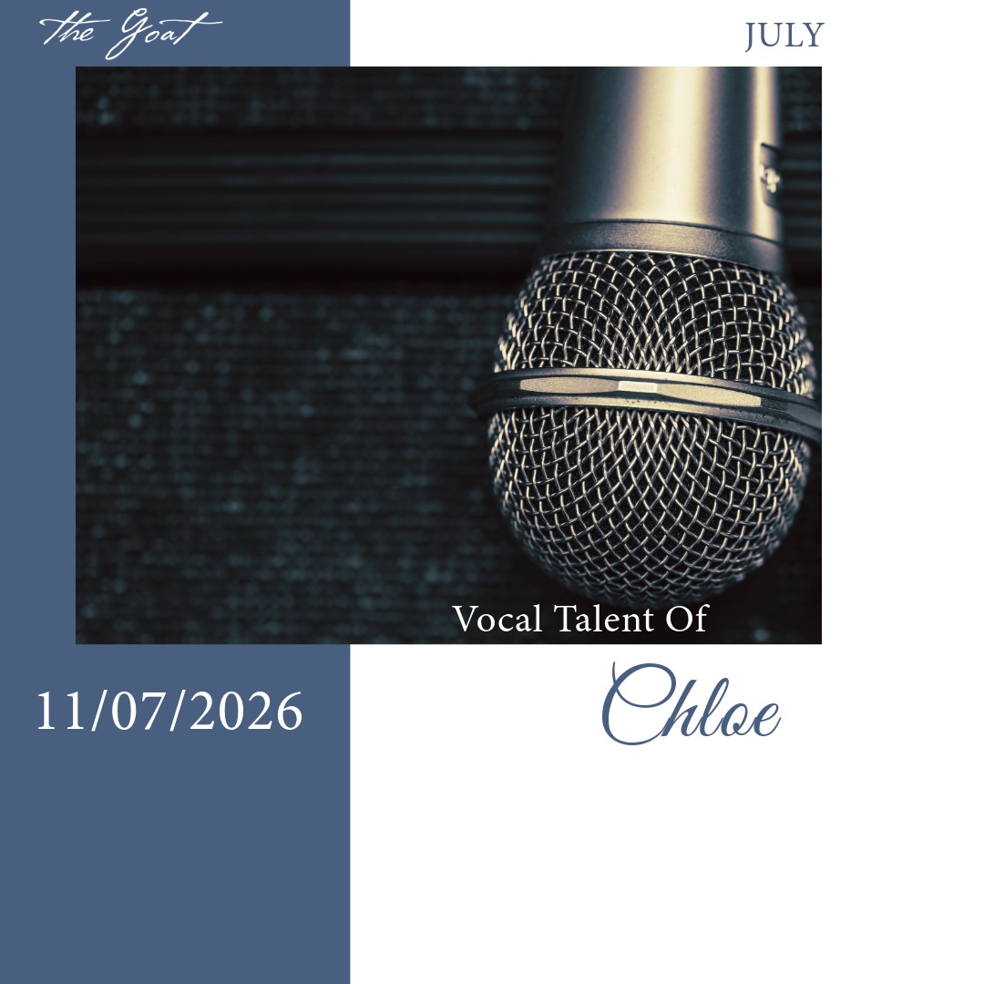 Live music at The Goat Llandudno: vocalist Chloe performs Saturday 11 July 2026, close-up mic image