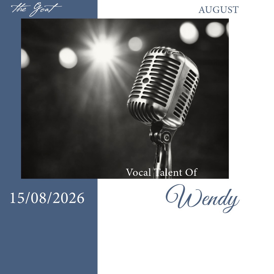 Live music at The Goat Llandudno: vocalist Wendy performs Saturday 15 August 2026, vintage mic