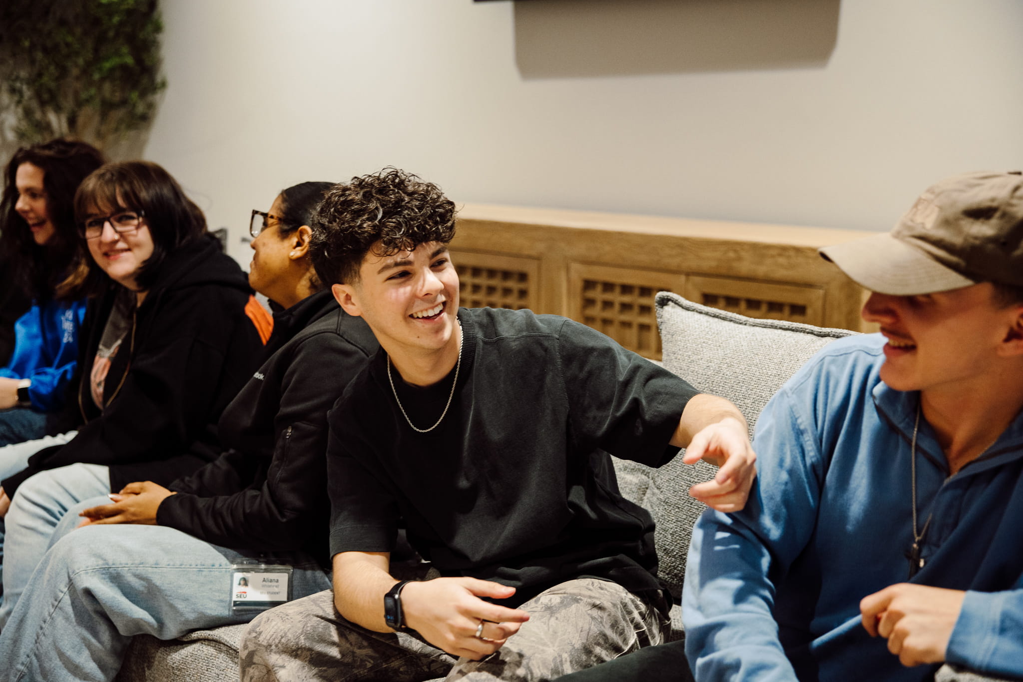 Students hanging out in community