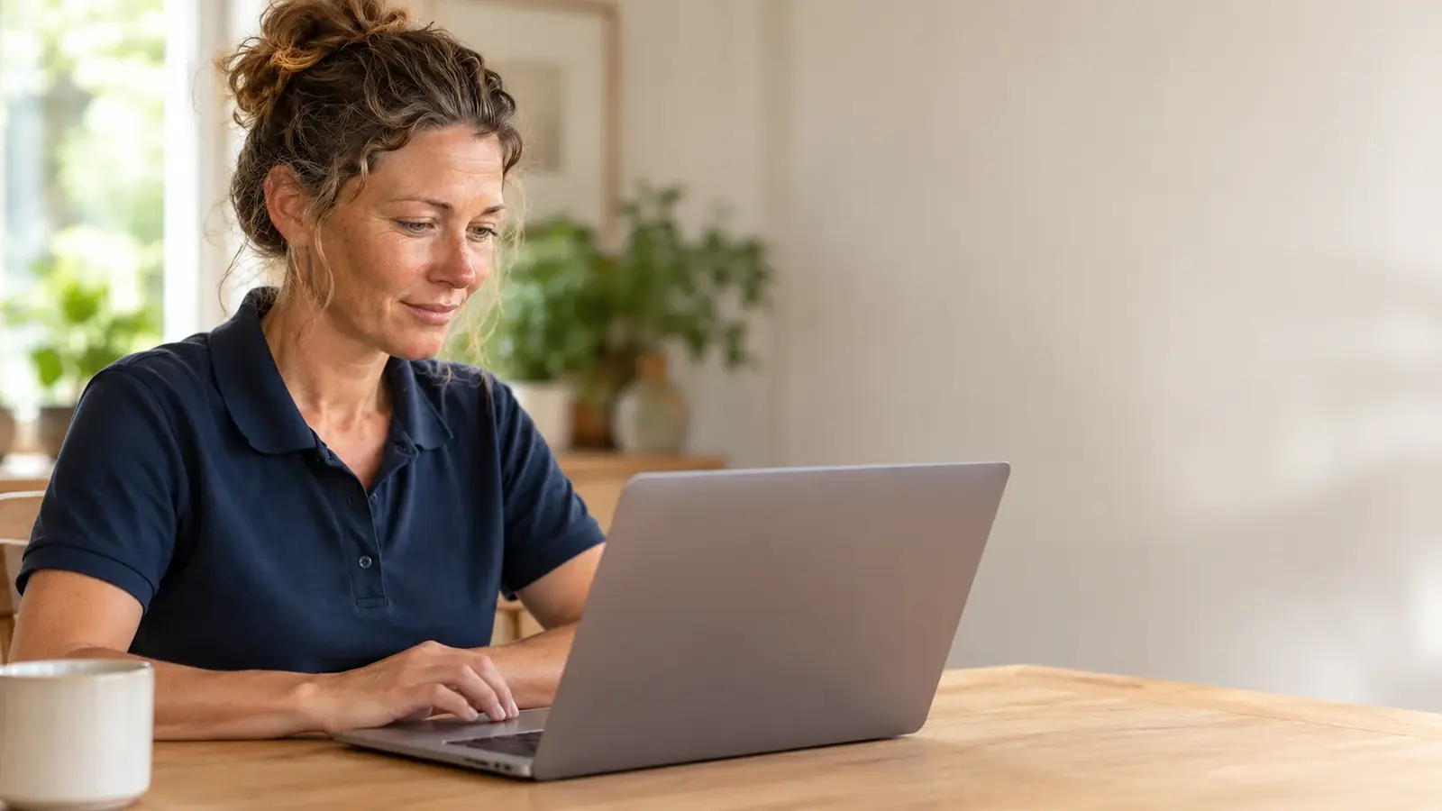 Spitex nurse documenting a visit on her laptop