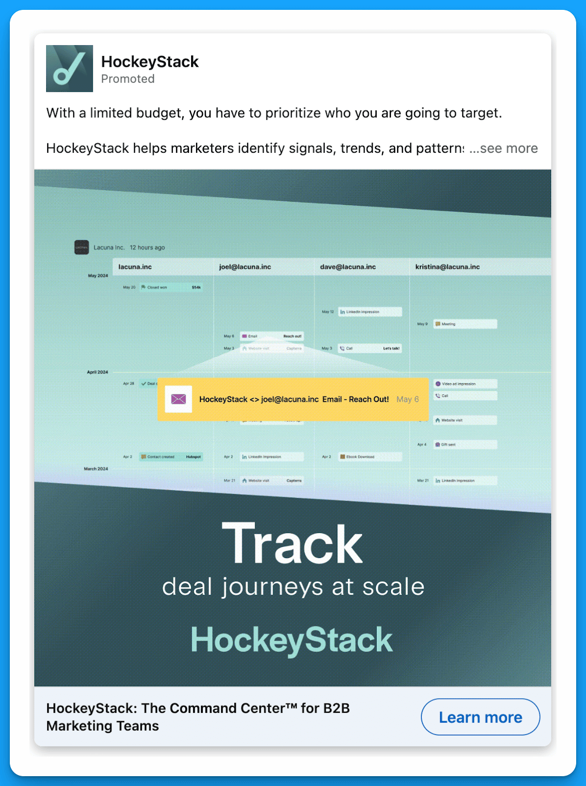 linkedin single image ad from hockeystack