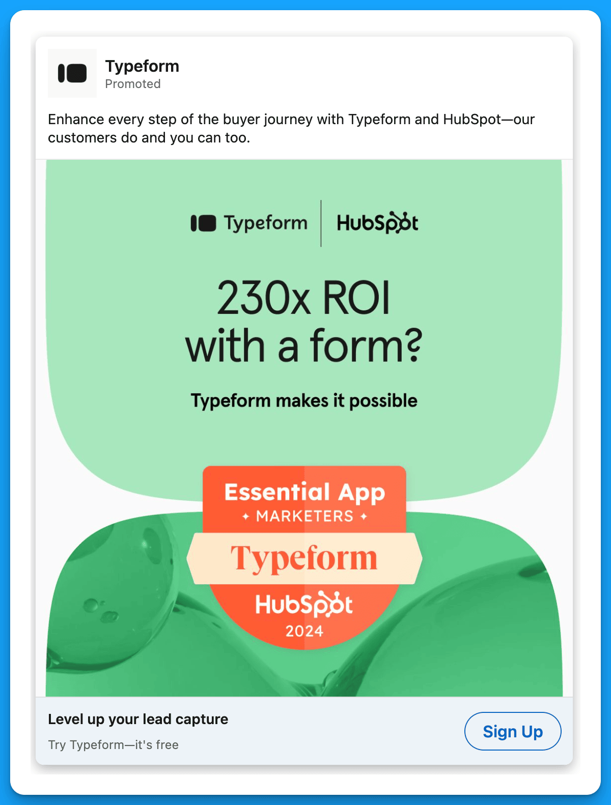 linkedin single image ad from typeform