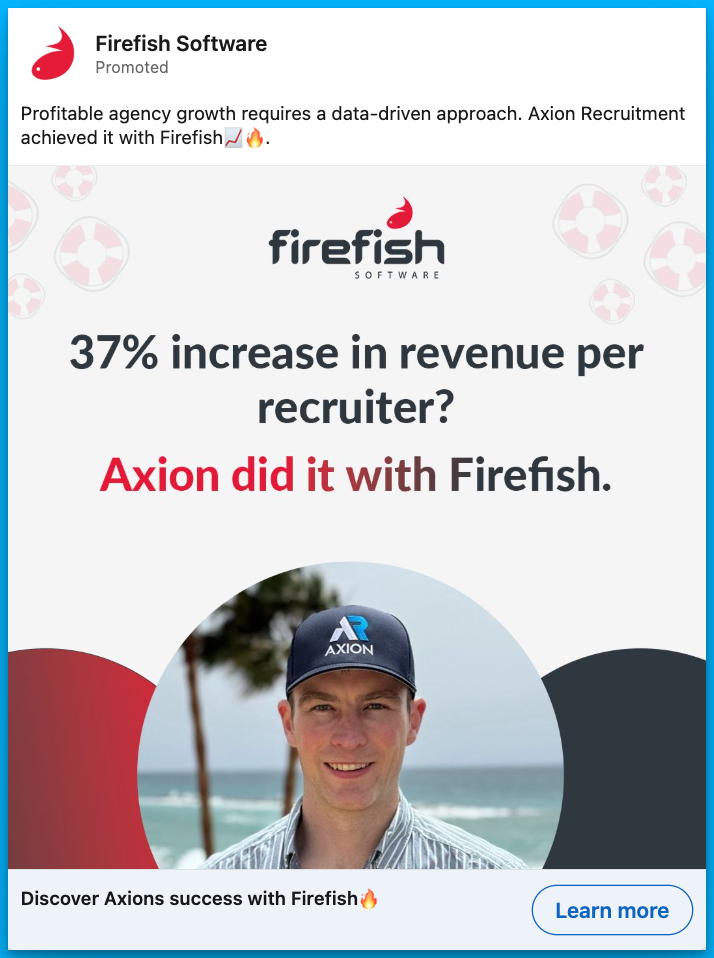 Firefish Software LinkedIn social proof ad