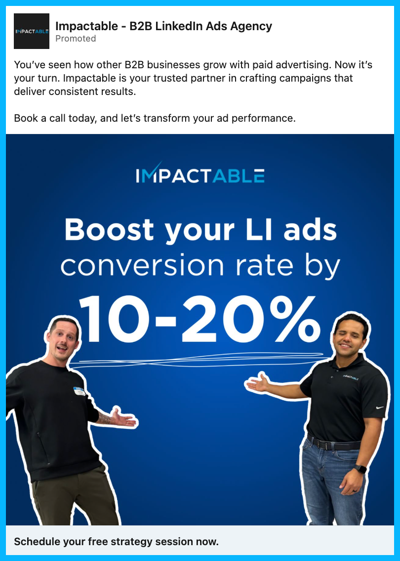 Example of an ad with a more direct CTA, appropriate for a 30-Day remarketing audience