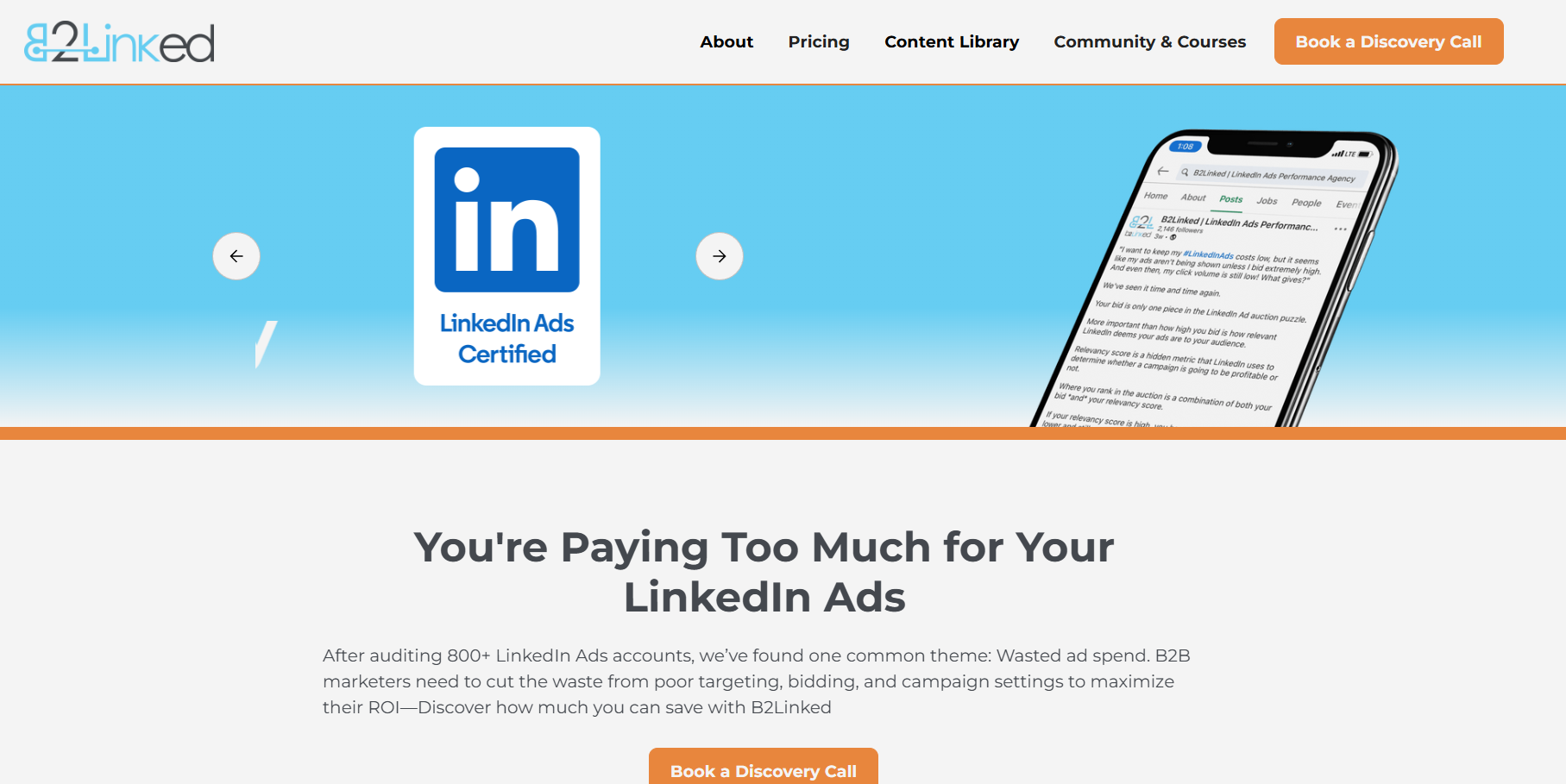 A screenshot of B2Linked homepage.