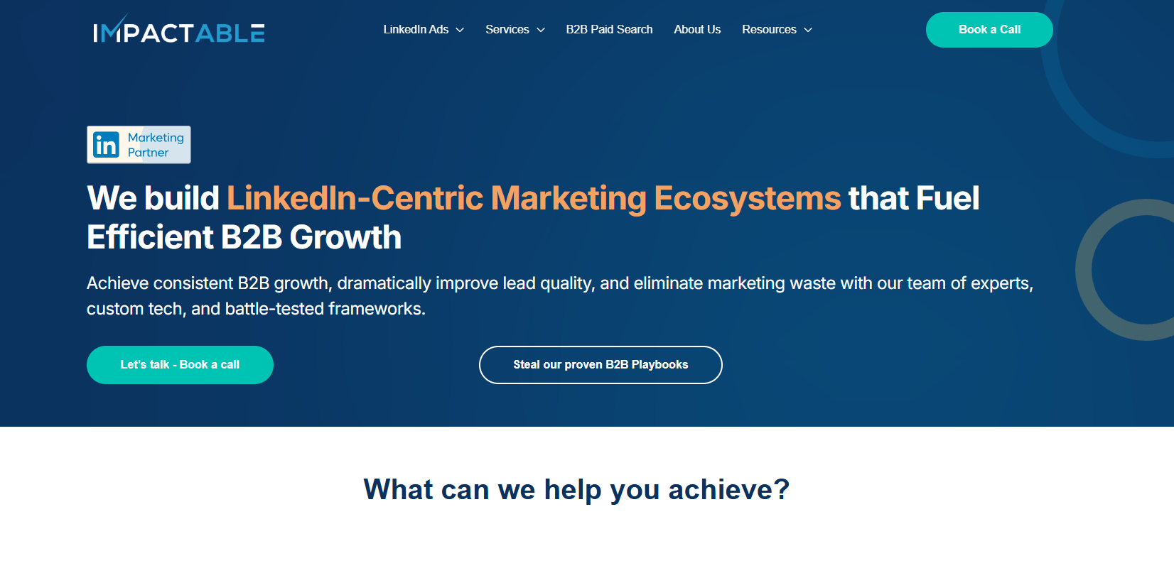 A screenshot of Impactable homepage.
