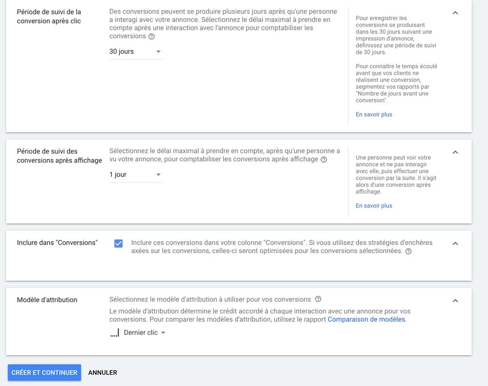 Configurer attribution Google Ads