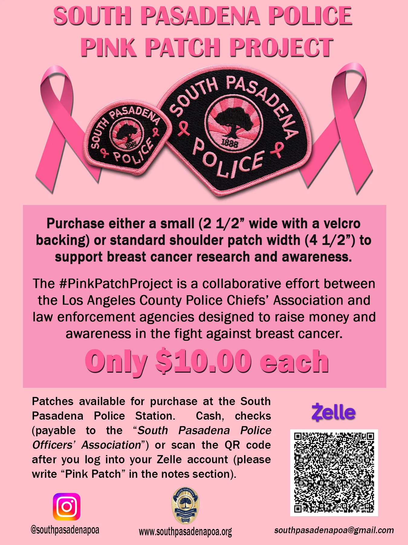 South Pasadena Police Pink Patch Project