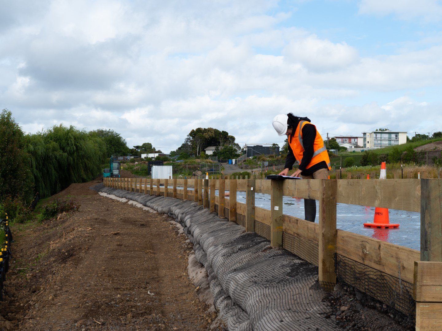 Supervising the construction of a new nursery retaining wall to expand iwi ability to grow new native plants