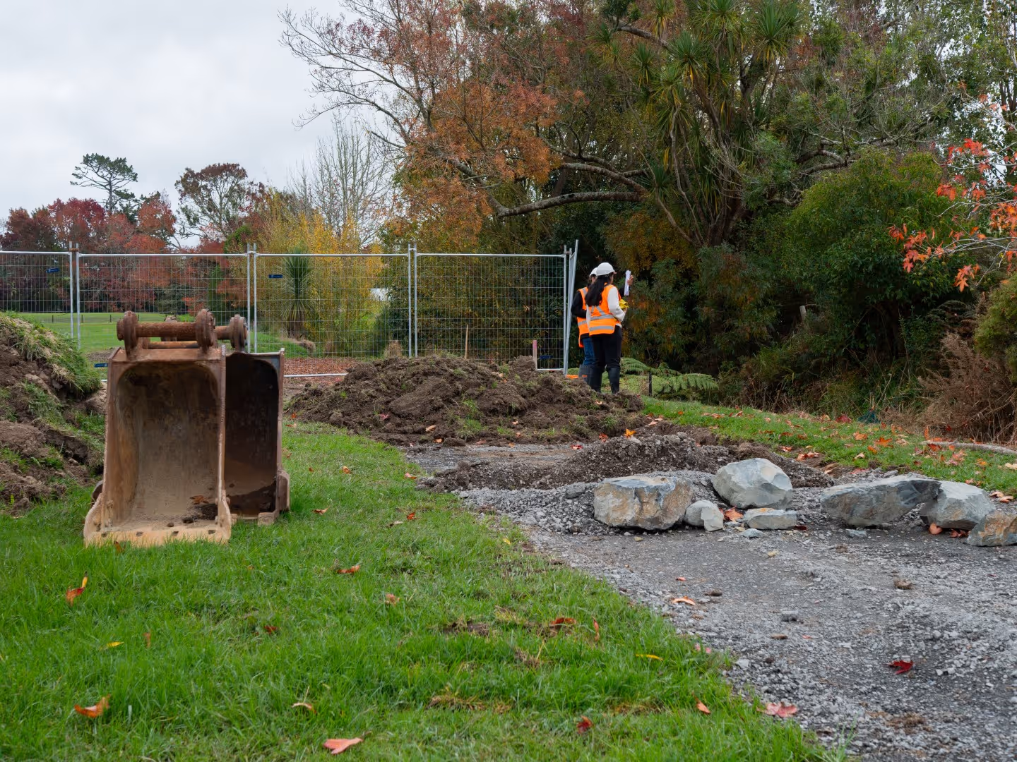 Morphum Three Waters Engineers working on a stream stabilisation project in New Zealand for a council park river