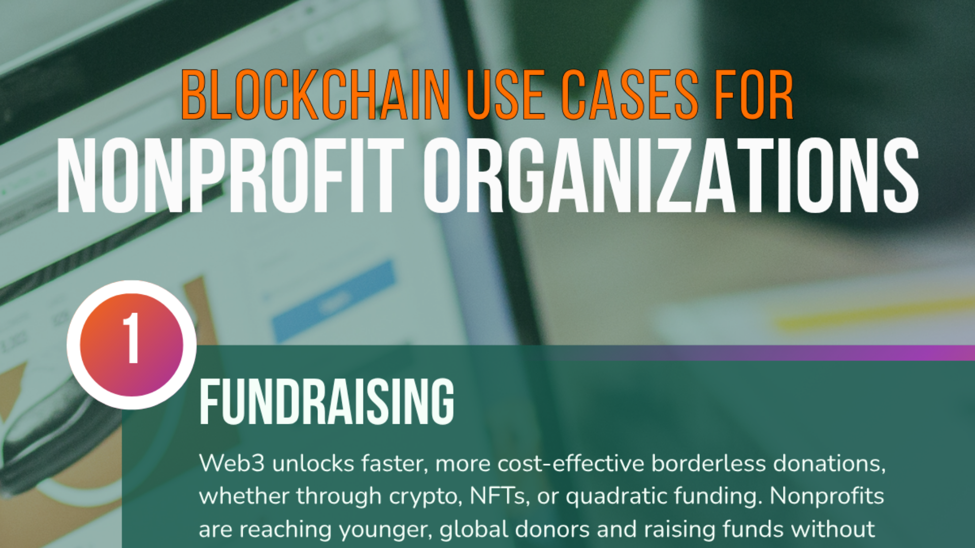 Nonprofit Use Cases of Blockchain & Web3 - Cover Image showing top of infographic
