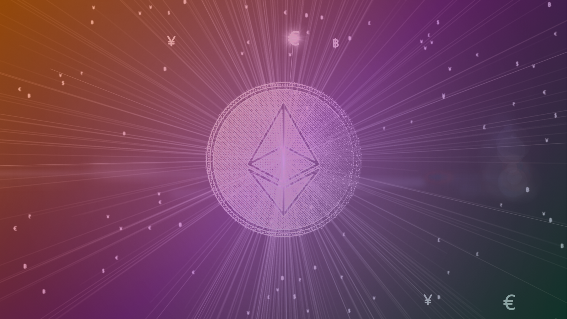 The ethereum logo, with a network emerging from it, against a gradient background