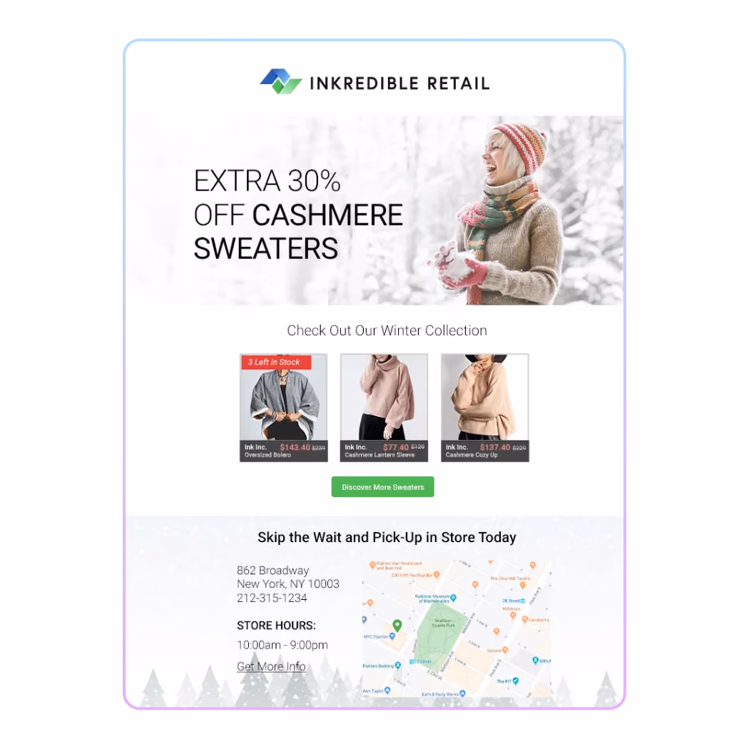 Image of Inkredible Retail email with personalized messaging