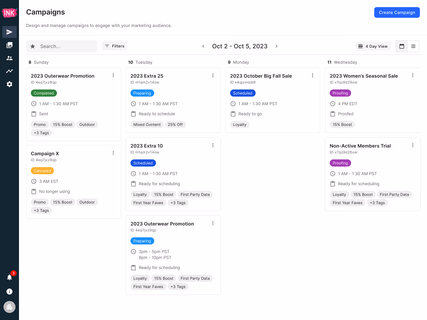 Movable Ink's campaign calendar