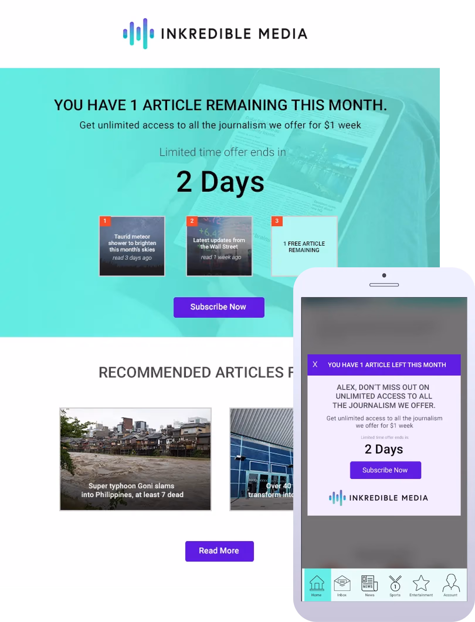 Inkredible Media email with personalized messaging
