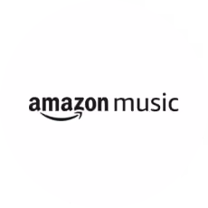 Amazon Music logo with black text and curved arrow under 'amazon'.