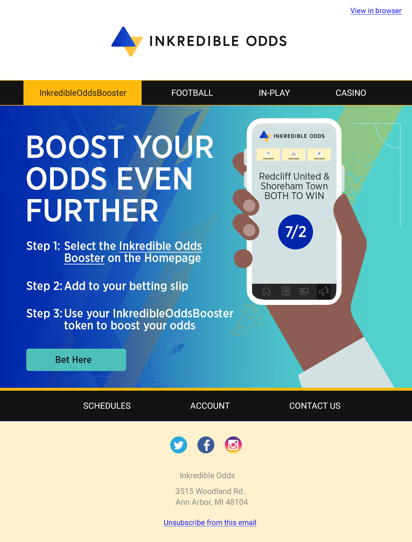 Inkredible Odds email. Boost your odds even further.