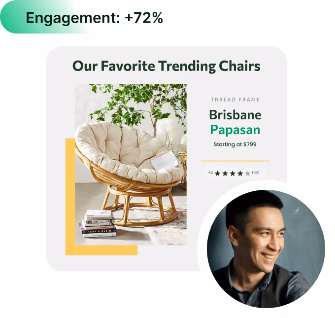 Image of personalized Da Vinci content. Showing "Our Favorite Trending Chairs".