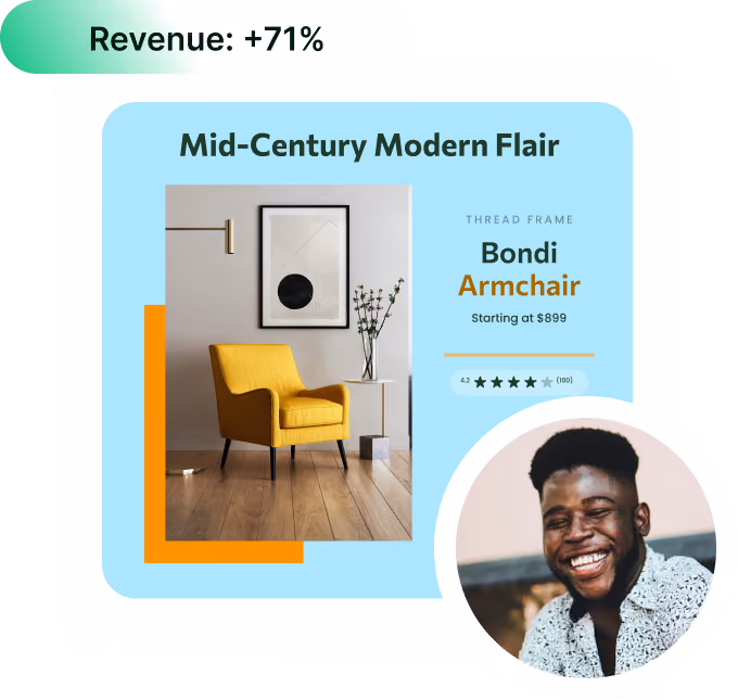 Image of personalized Da Vinci content. Showing "Mid-Century Modern Flair Furniture".