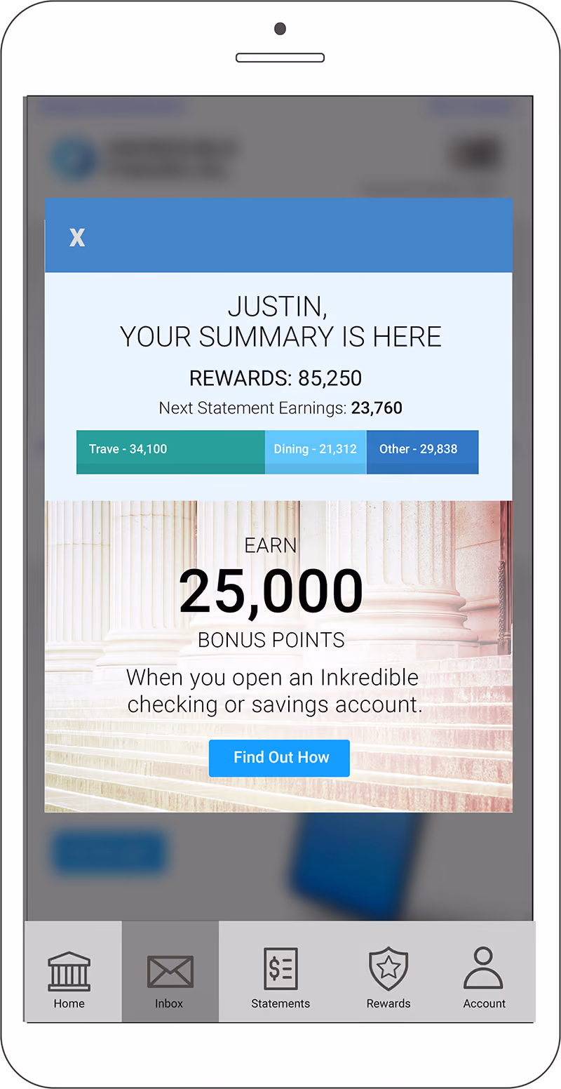 Inkredible Finance mobile in-app notification