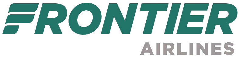Frontier Airlines logo with stylized green 'FRONTIER' text and gray 'AIRLINES' text underneath.