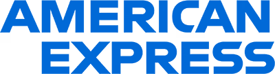 American Express logo in blue.