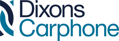 Dixons Carphone company logo with stylized text and blue color elements.