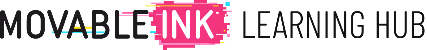 Movable Ink Learning Hub logo with 'INK' highlighted in pink surrounded by digital colorful accents.