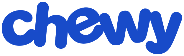 Chewy company logo in bold blue lowercase letters.