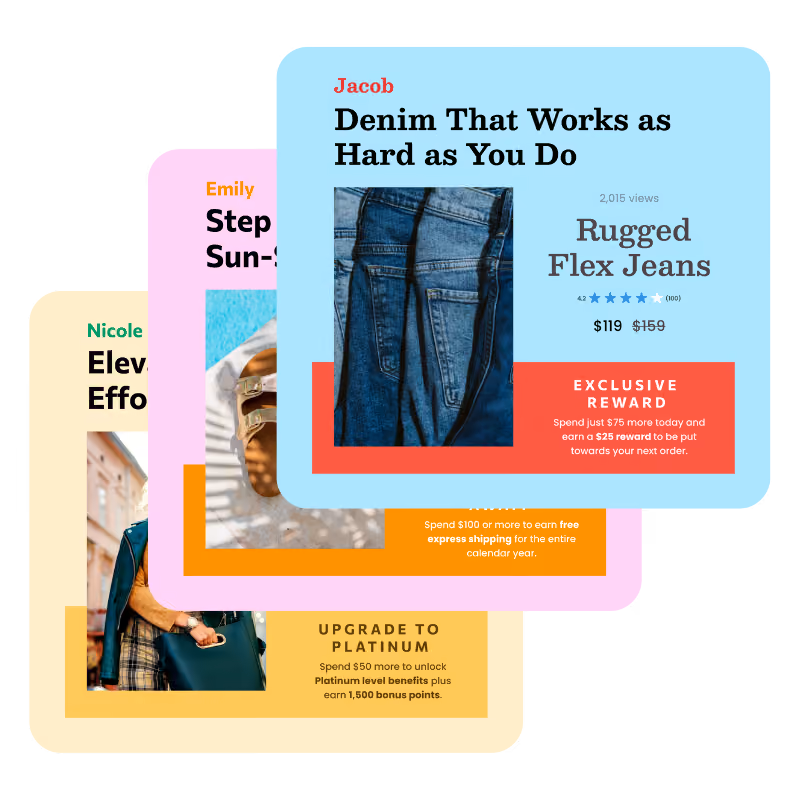 Three example of content variations