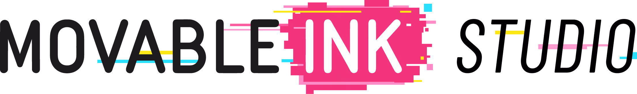 The logo of Movable Ink featuring the word 'MOVABLE' in black and 'INK' in white on a bright pink rectangular background with colorful accents.