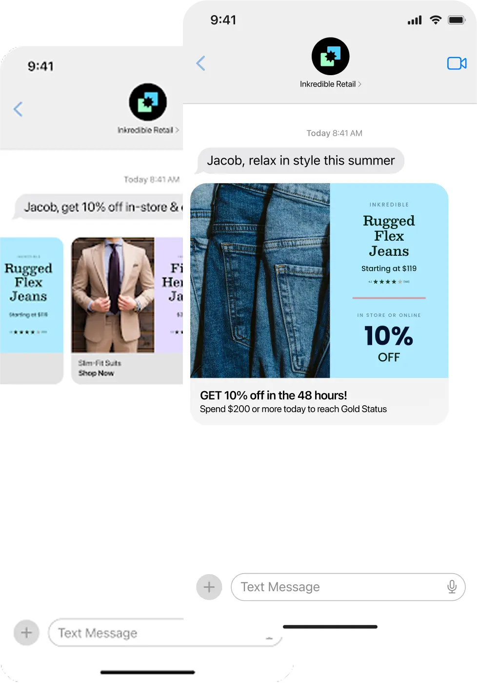 two images of personalized mobile messages