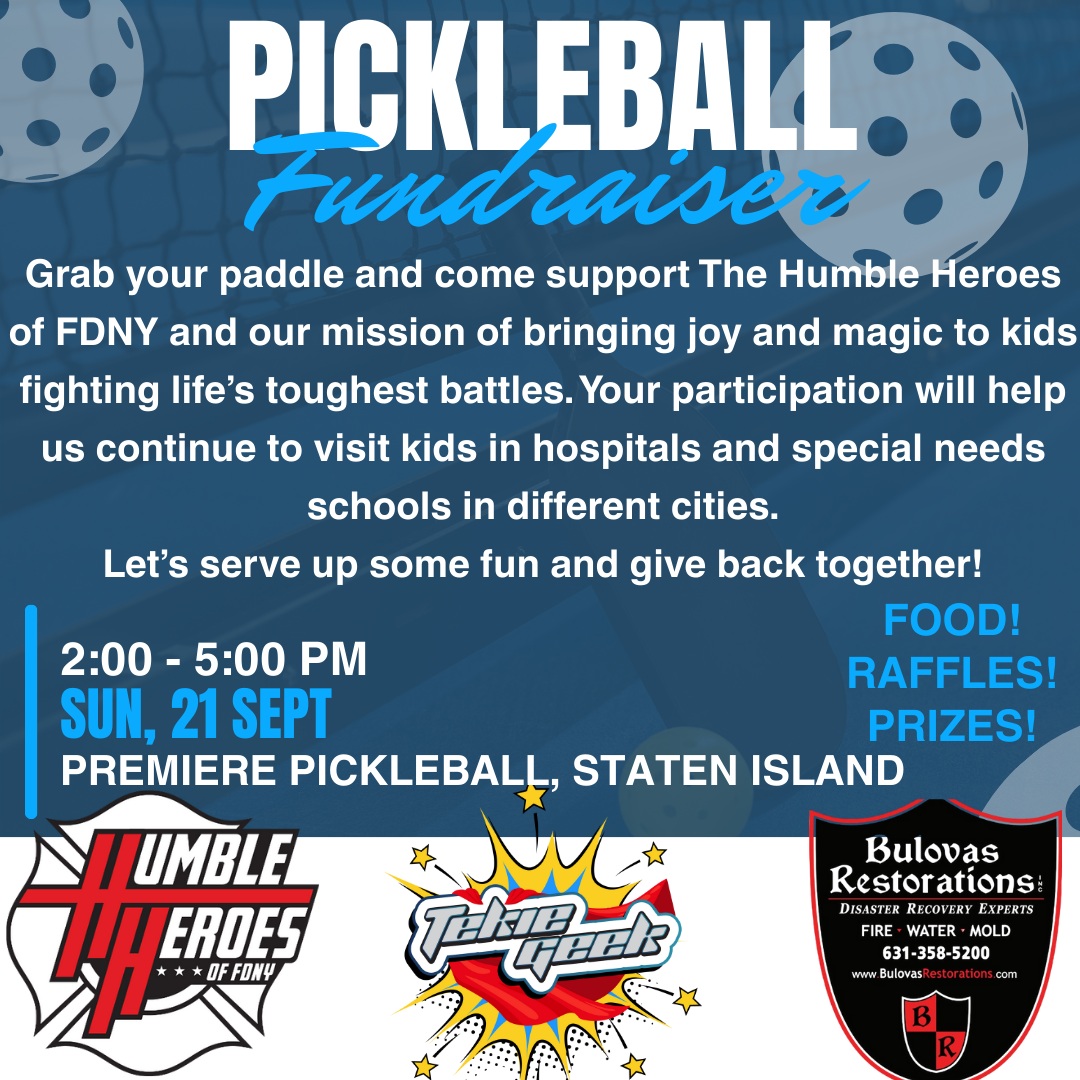 Grab your paddle and come support The Humble Heroes of FDNY.  Let’s serve up some fun and give back together! Every registration to this event helps us continue our mission. Together, we can create a brighter, more compassionate world for all.