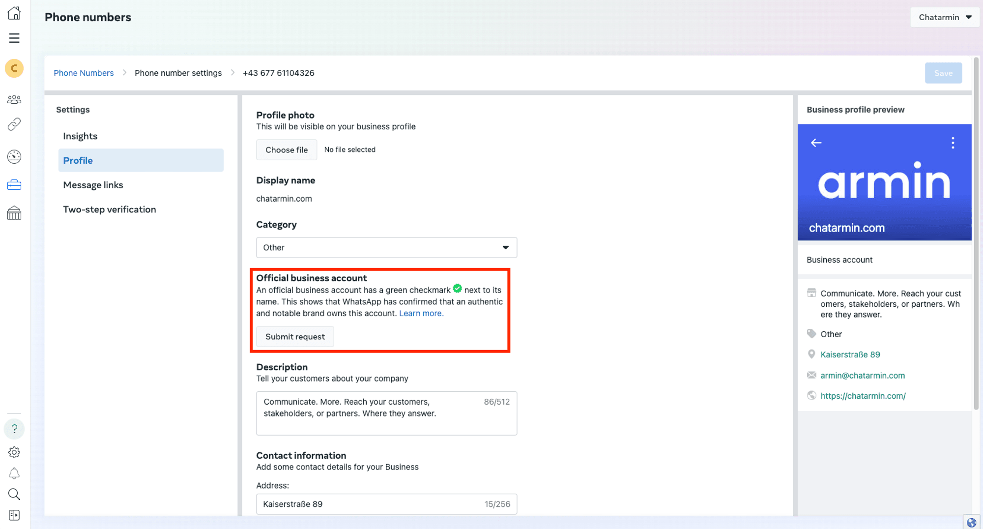 Klicke auf „Submit Request“