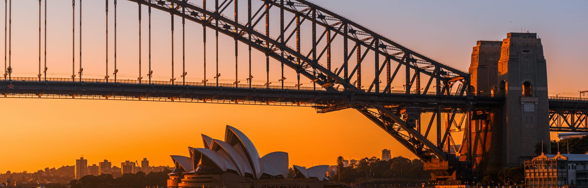 Sydney Harbour Bridge and the Opera House at dawn