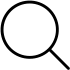 Black magnifying glass icon on white background.