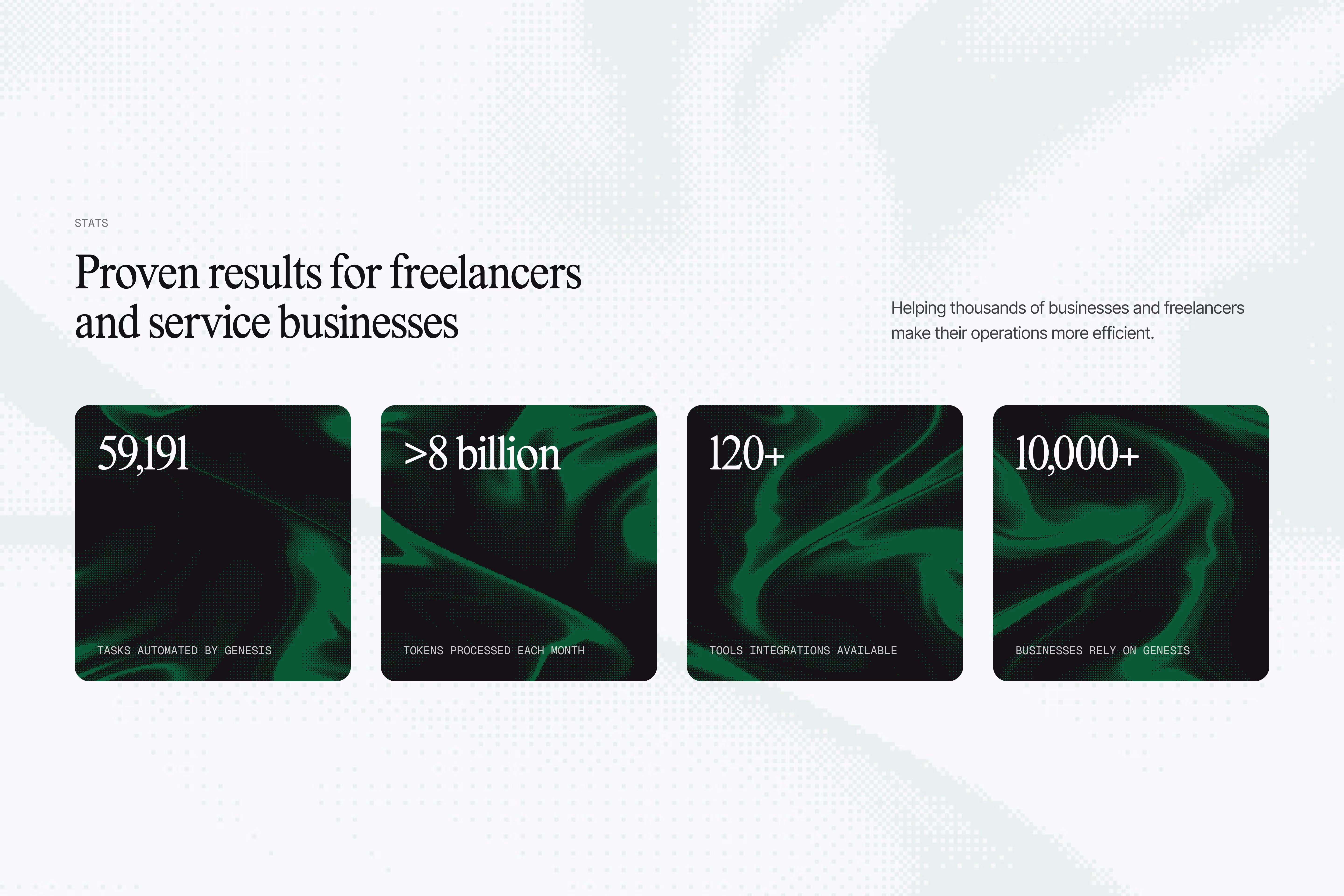 Stats section with dithered effect