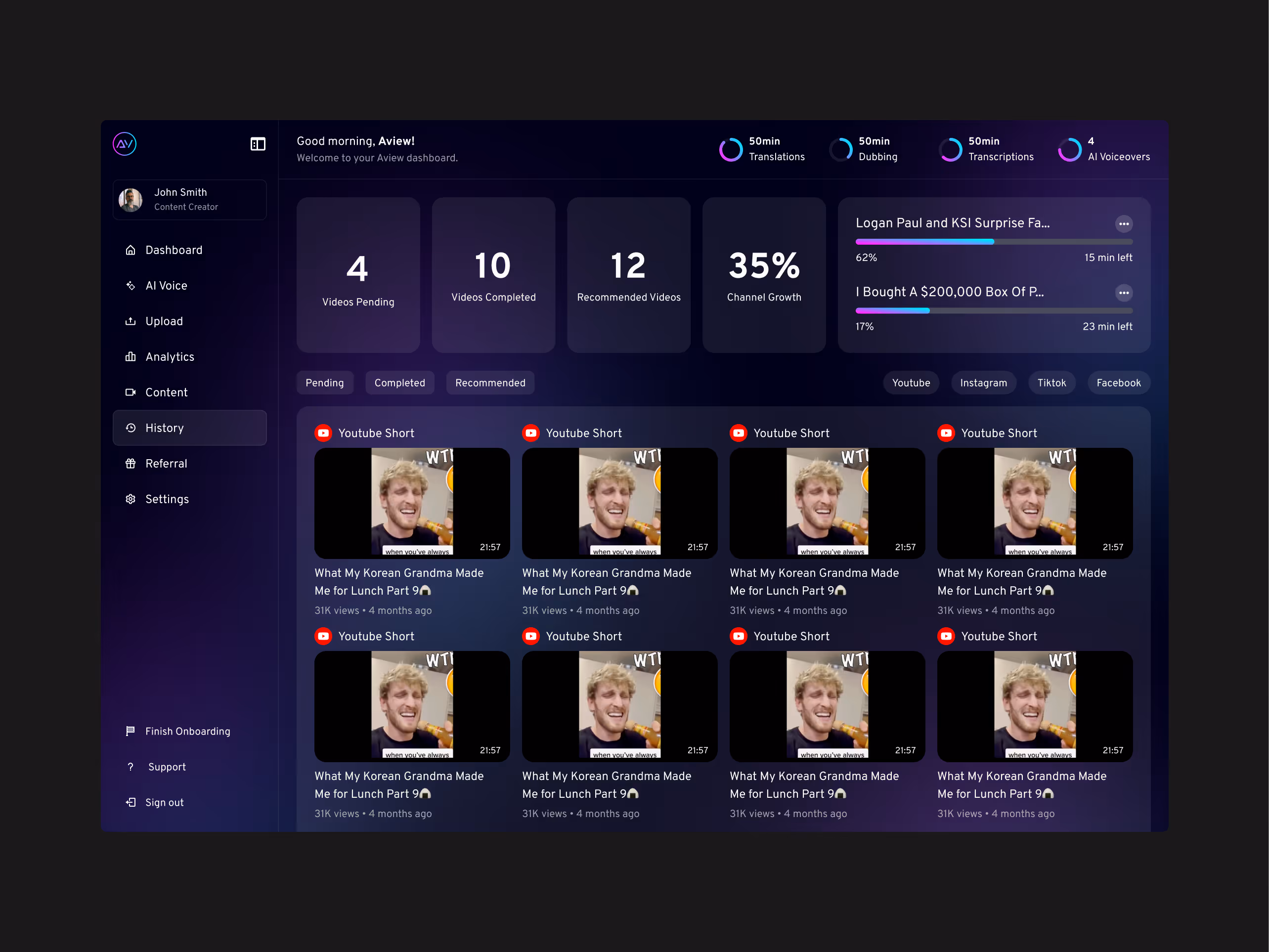 Aview Dashboard Home
