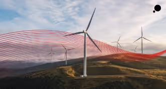 Windmills turning with the Ord Minnett logo flowing through.