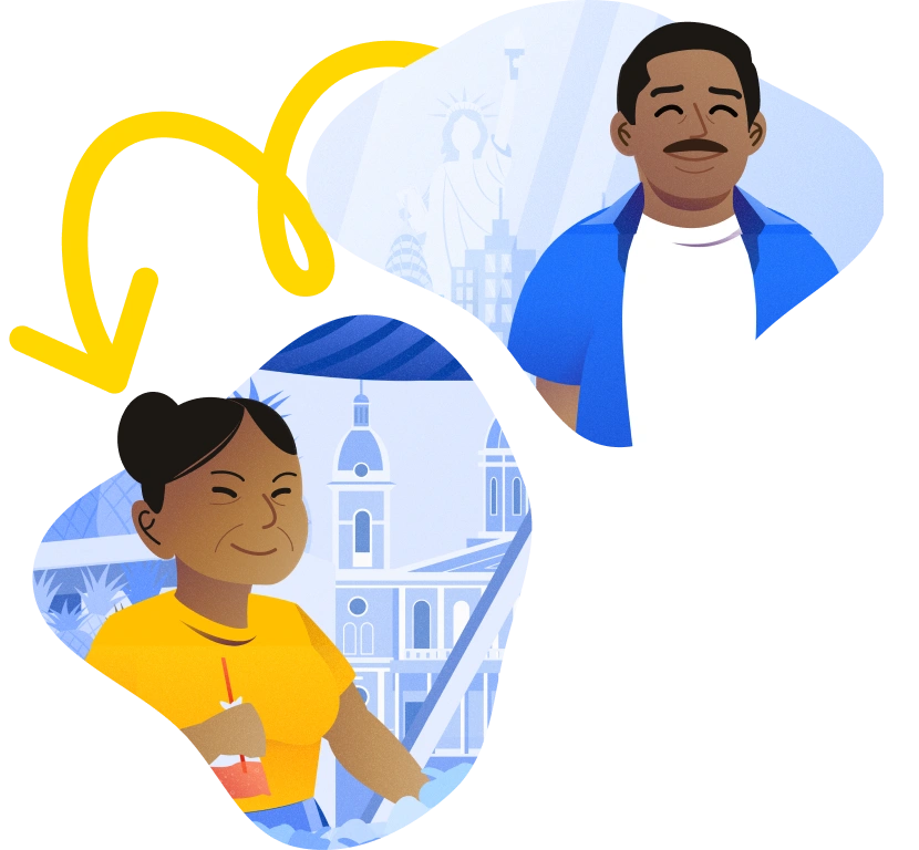 Un hombre hispano que vive en Nueva York envía dinero a su madre en Nicaragua usando Tumoni.