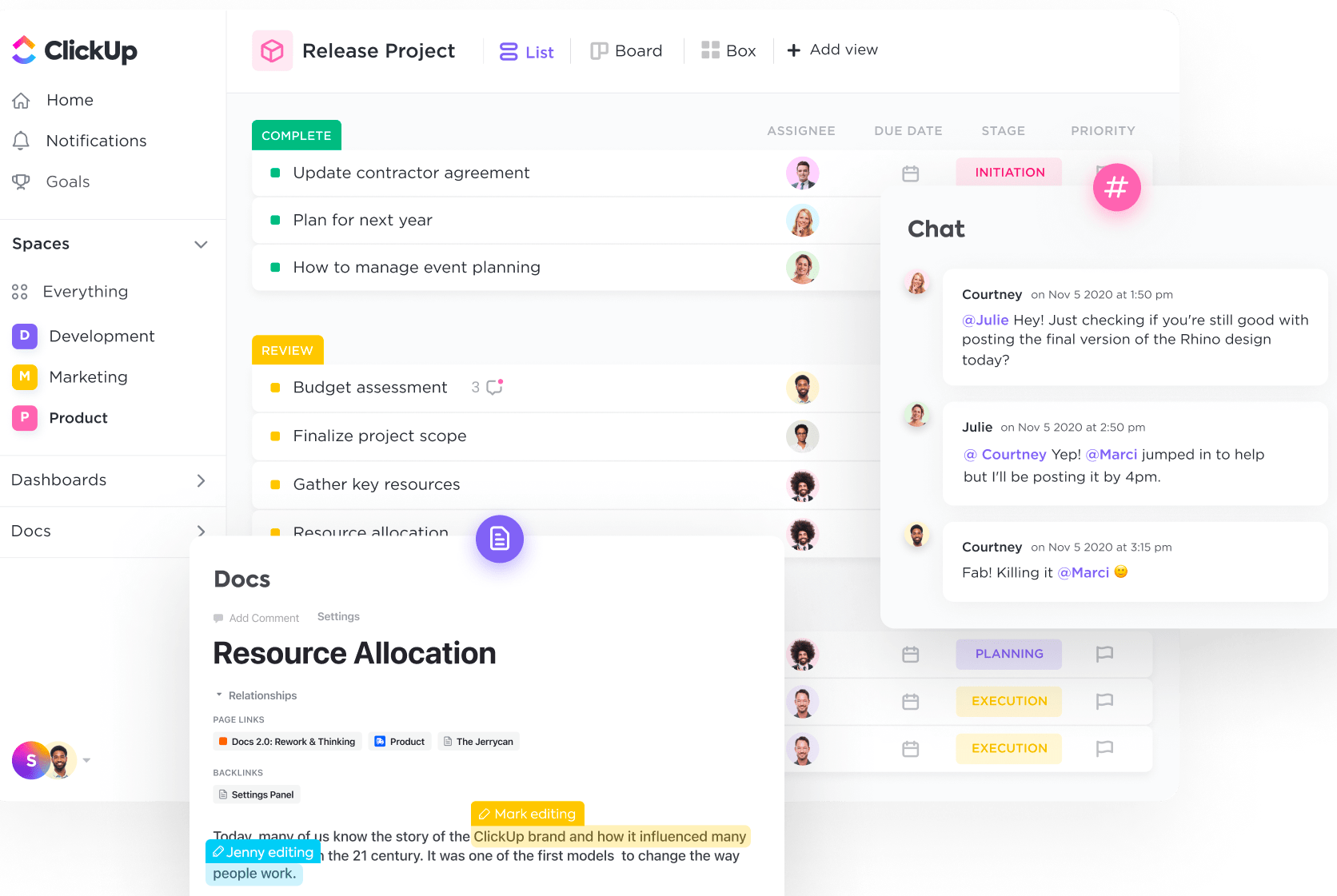 an image of clickup's project management software