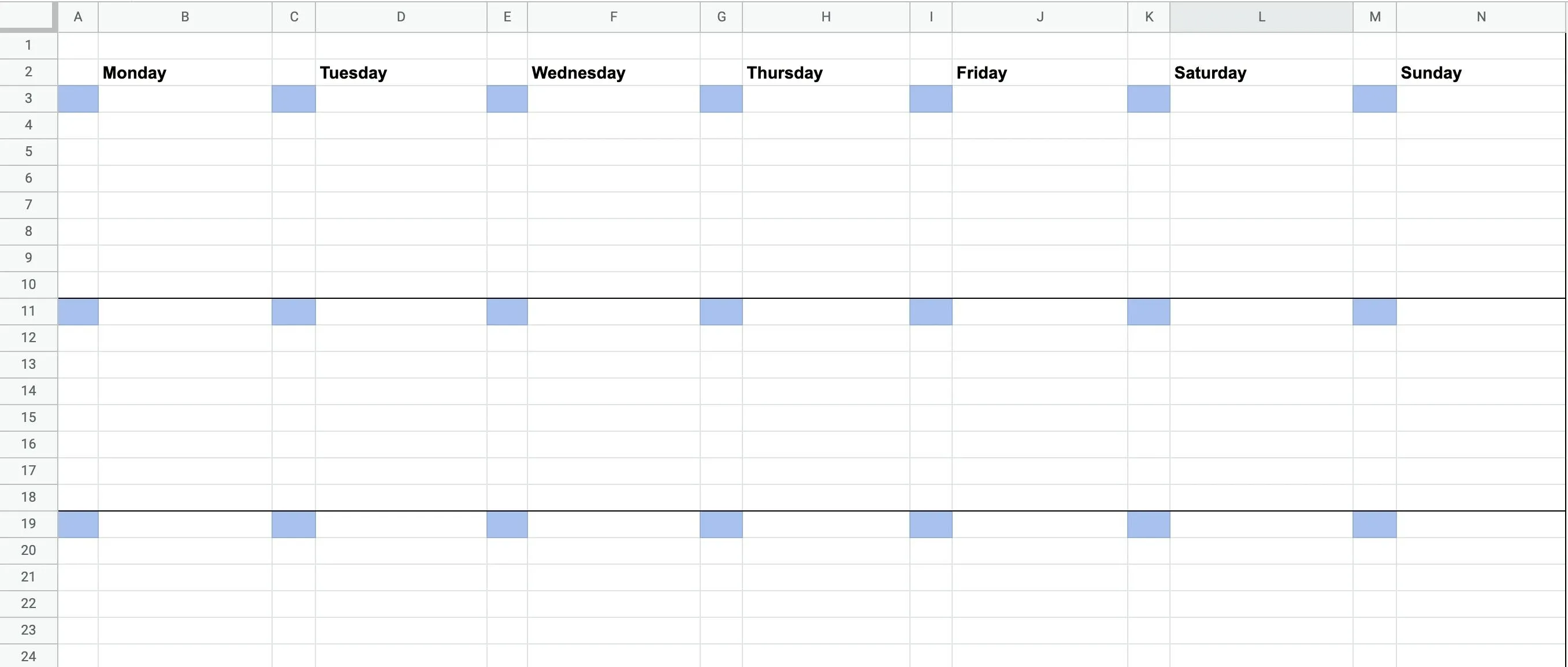Monthly time blocking template