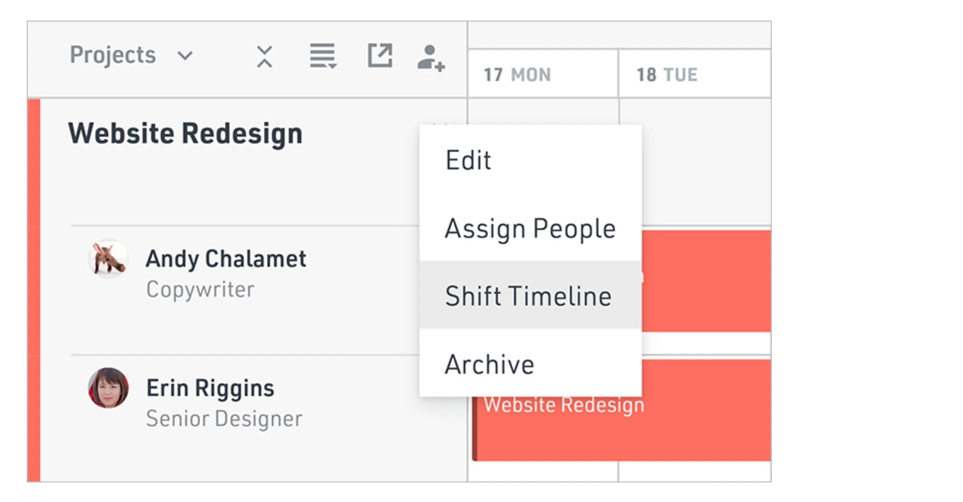 Gantt Chart - Shift Timeline