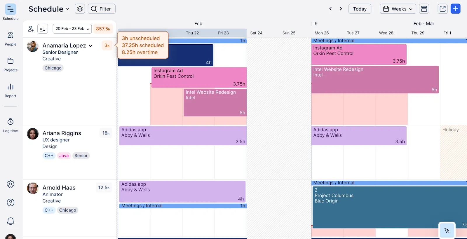 An overview of a team's schedule in 鶹