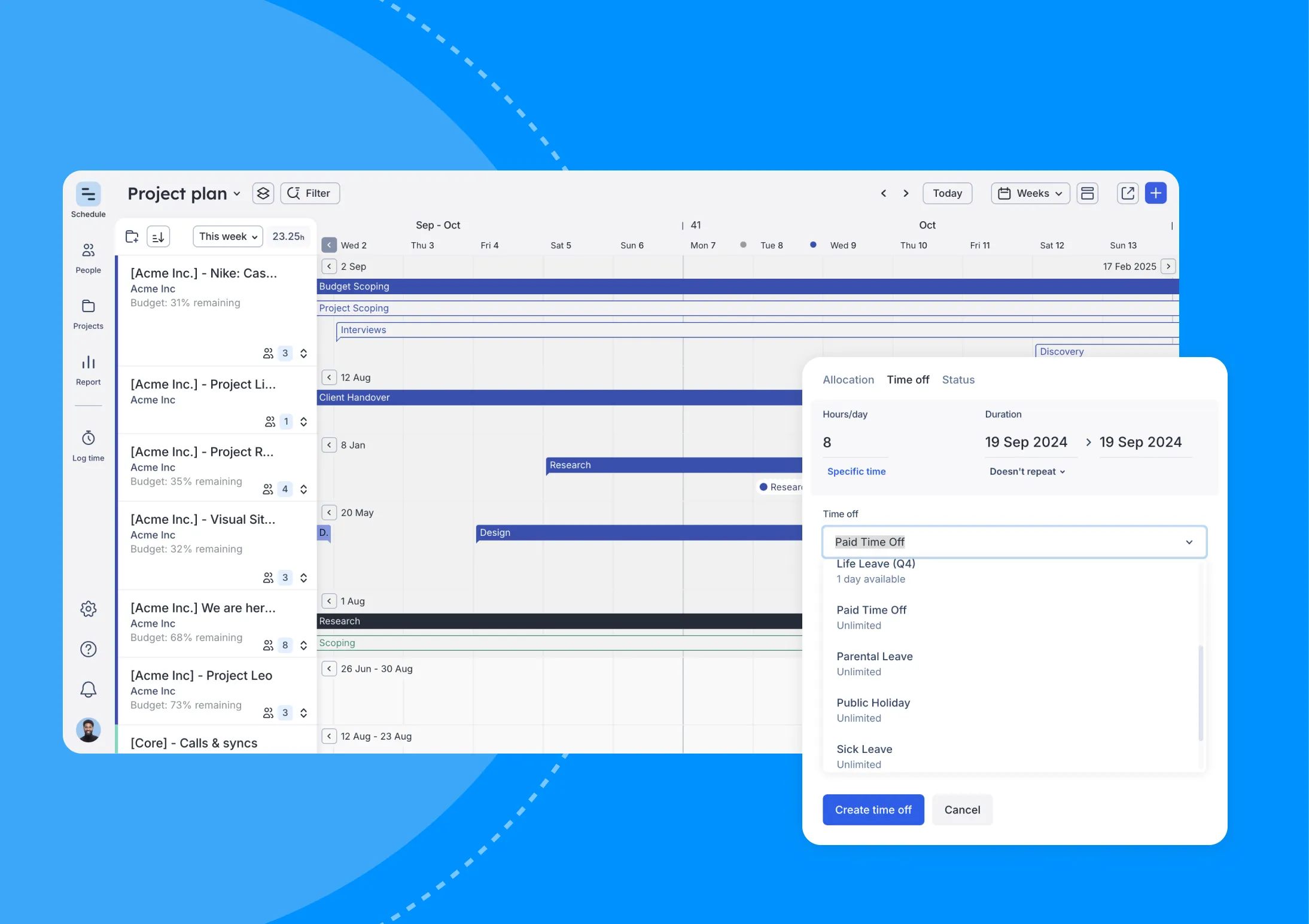 Project plan and Time off get enhancements in Float