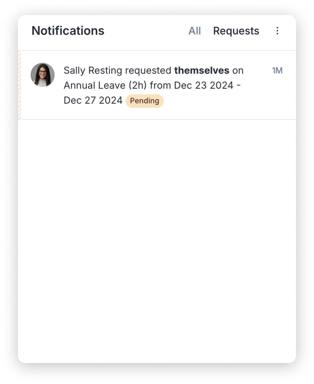Pending time off in Requests